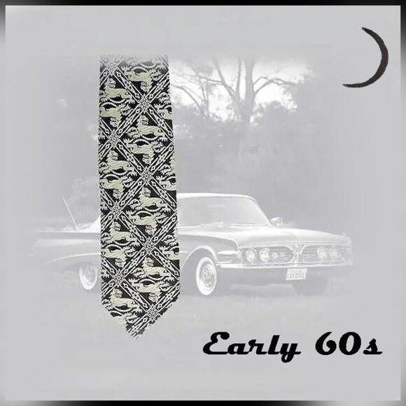 Vintage Wide Necktie with Heraldic Lions, Geek Chic Tie Early 60s - Picture 1 of 11